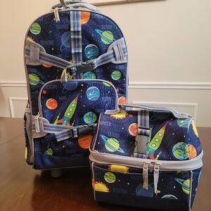 Pottery Barn Kids MacKenzie Solar System Rolling Backpack & Lunch Box